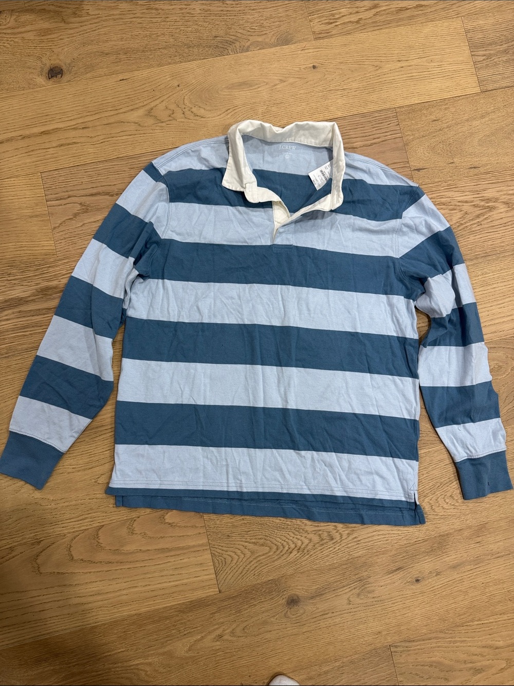 NWT J. Crew Men's Long-Sleeve Striped Rugby Polo - Dark Blue & Light Blue
